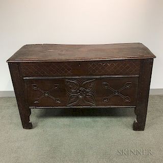 English Carved Oak Joined Chest