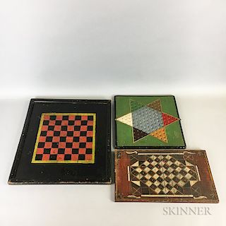 Three Polychrome Wood Game Boards