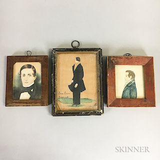 Three Miniature Watercolor Portraits of Gentlemen