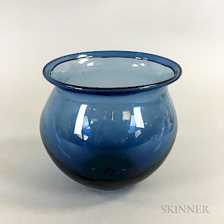 Blown Blue Glass Bowl