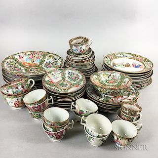 Approximately Fifty-eight Pieces of Rose Medallion Porcelain Tableware.  Estimate $200-250