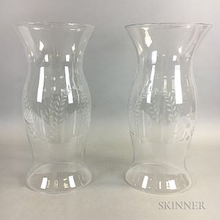 Two Vine-etched Hurricane Shades