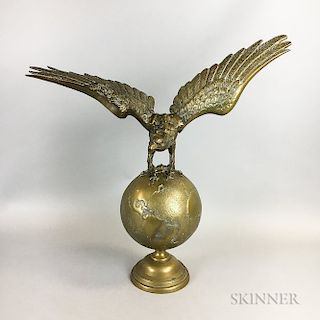 Brass Spreadwing Eagle Perched Atop a Globe