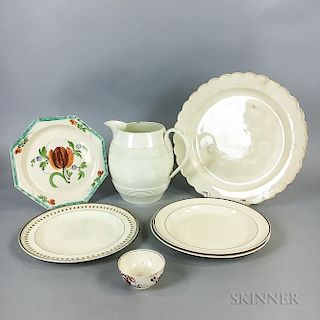 Seven Creamware Tableware Items