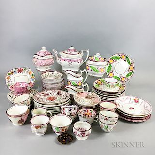 Approximately Seventy-eight Pieces of Pink Lustre Tableware.  Estimate $150-250
