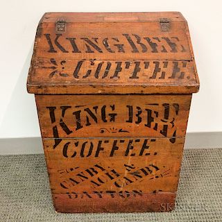 King Bee Painted and Stenciled Coffee Bin