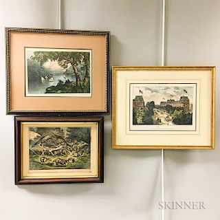 Three Framed Currier & Ives Lithographs