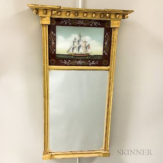 Federal Gilt-gesso and Reverse-painted Tabernacle Mirror