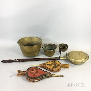 Six Wood and Metal Domestic Items