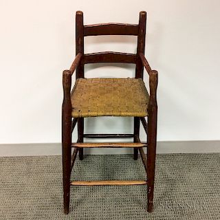 Early Red-painted Pine Slat-back High Chair