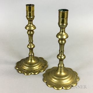 Pair of Brass Push-up Candlesticks