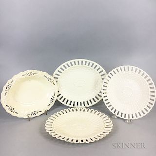 Four Reticulated Creamware Dishes