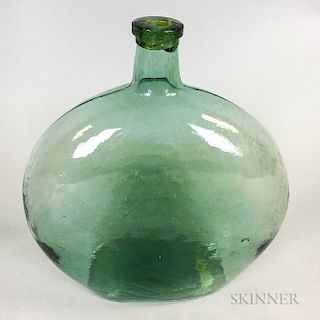 Light Aqua Mold Blown Glass Flask