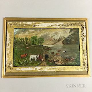 H.C. Smeed Oil on Board Depicting Cows by a River
