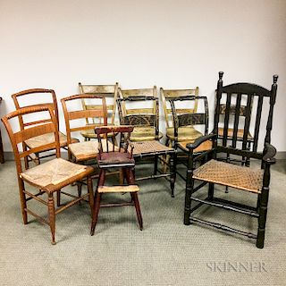 Eleven Mostly Painted Country Chairs