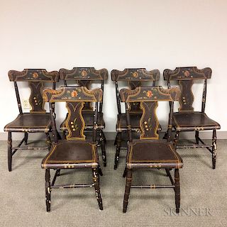 Set of Six Paint-decorated Side Chairs