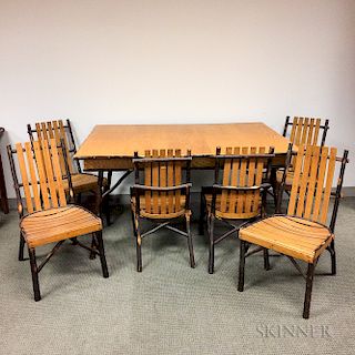 Set of Six A.C. Latshaw Bentwood Hickory Chairs and a Table