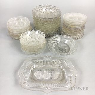 Thirty-nine Sandwich Geometric Pressed Glass Cup Plates.  Estimate $200-300