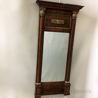 Neoclassical Carved and Gilt Mahogany Veneer Mirror