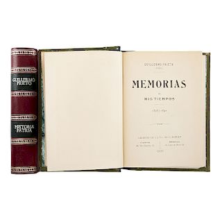 LOTE DE LIBROS. GUILLERMO PRIETO. a) Lecciones de Historia Patria. b) Memorias de mis Tiempo. 1828 1840. Piezas: 2.