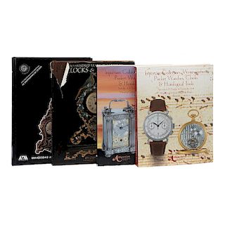 LOTE DE LIBROS SOBRE RELOJES.a) Antiquorum Auctioneers. Important Collector´s Wristwatches, Pocket Watches, Clocks & Horological. Pzs 3