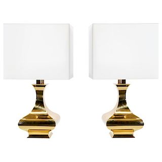Rare Pair of Maria Pergay Brass Table Lamps, 1970s