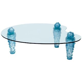 Large Signed Glass Coffee Table by Garouste & Bonetti, 1990s