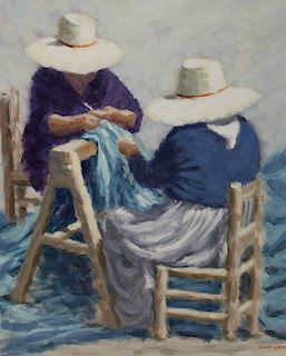 DIANE LIETZ. Signed Oil On Canvas Women Weavers.