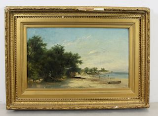 F.K. 1875. Signed And Dated Oil On Canvas Beach