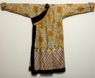 Qing Chinese Embroidered Yellow Dragon Robe