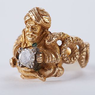 Diamond Ring with Man and Snake