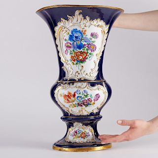 Large Cobalt Blue Meissen Porcelain Vase