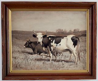 Thomas Craig Cows Oil on Canvas