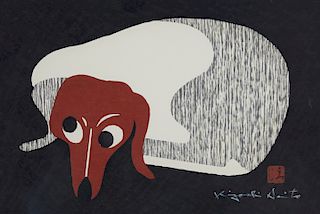 Kiyoshi Saito Dog Woodblock Print