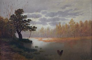 Feodor von Luerzer Landscape Oil on Canvas
