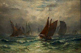 Robert Hopkins Marine Painting Oil on Canvas