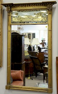 Federal two part mirror, scene on top, painted glass on revers. 49" x 27"