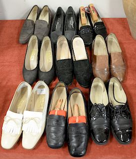 Nine pairs of Salvatore Ferragamo women's shoes, sizes 6 1/2 and 7