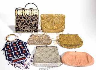 VINTAGE BEADED LADY'S PURSES, LOT OF SEVEN