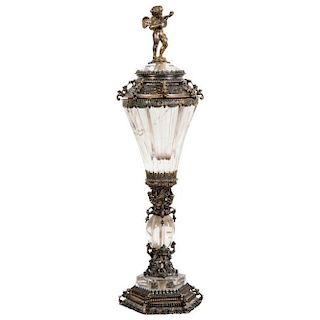 German Renaissance-Style Silver Gilt Rock Crystal Cup and cover, circa 1870
