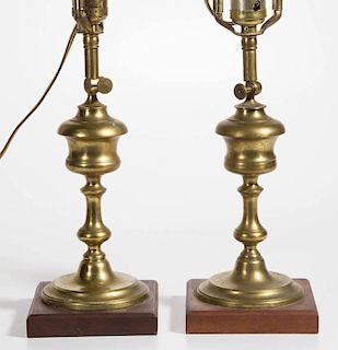 BRASS CAMPHENE PAIR OF TABLE LAMPS