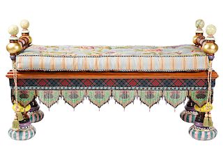 LARGE MacKenzie Childs Painted 'Ridiculous Bench'