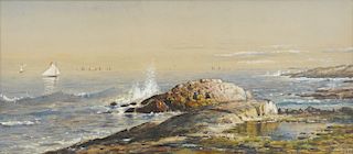 Edmund Darch Lewis 'Rocky Seacoast' Watercolor