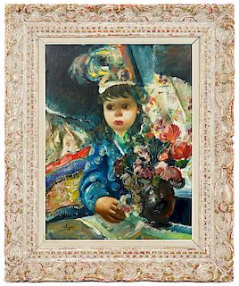 Jean Calogero 'Young Girl with Bouquet' O/C