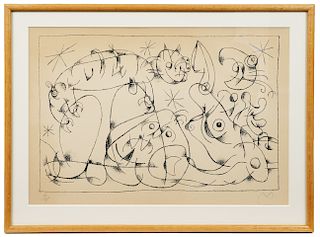 Joan Miro 'Cats' Black Lithograph
