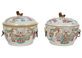 Pr. 18/19th C. Chinese Export Porcelain Tureens