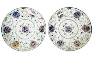 2 Chinese 19th C. Lotus Plates w/ Guangxu Marks