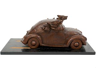 Louise Peterson 'Cruisin' Bronze VW with 5 Dogs