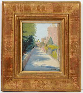 Florence Ames Hosmer "Park St, Beacon Hill" Boston Oil Painting