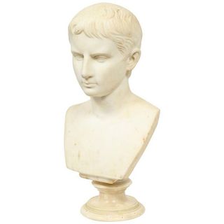 An Italian White Marble Figural Bust of Augustus Caesar, Rome, circa 1875